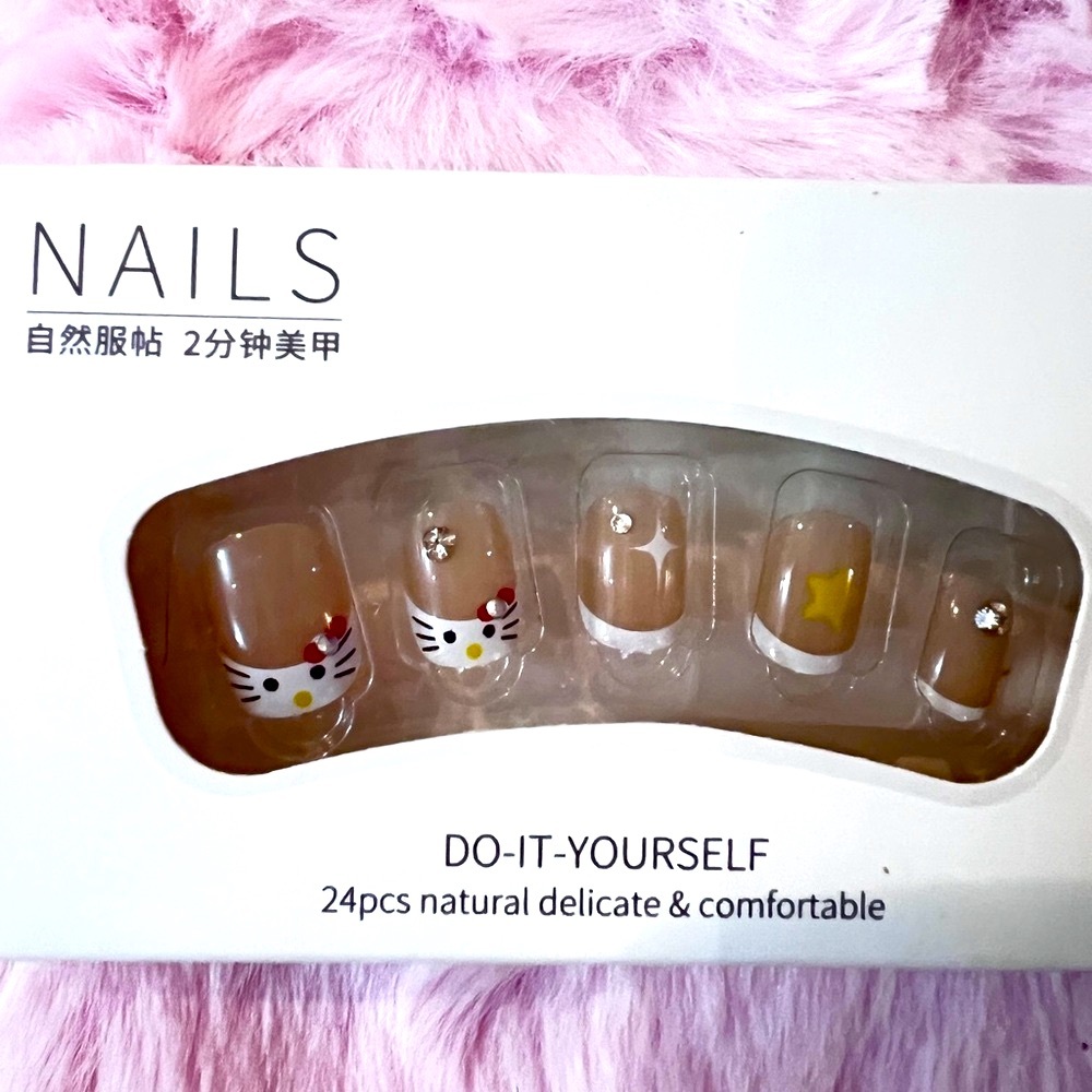 $15 for two.Chic Cat Design Press-On Nails - Tan